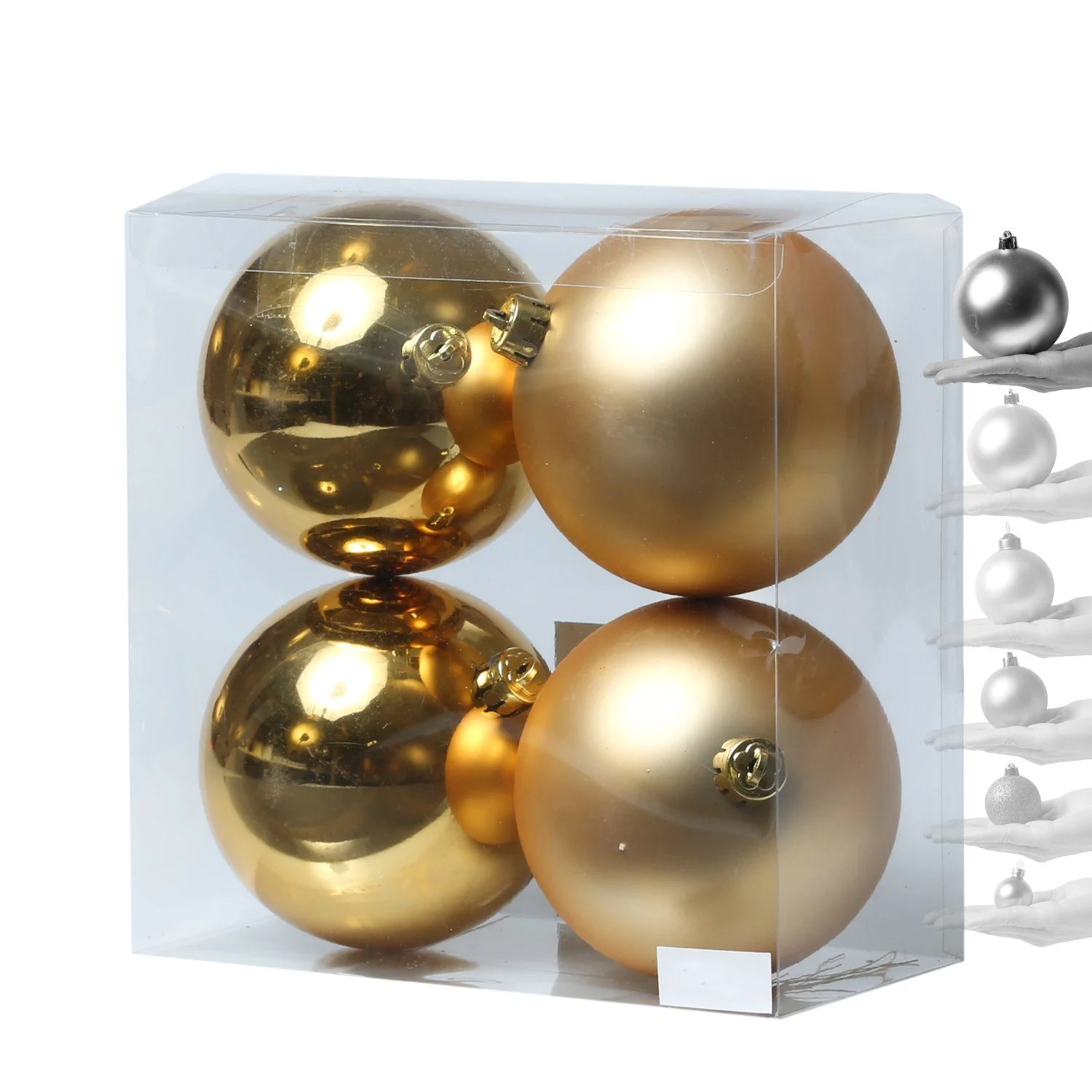 Weihnachtsbaumkugeln – 10 cm, Gold, 4er-Set, bruchfest